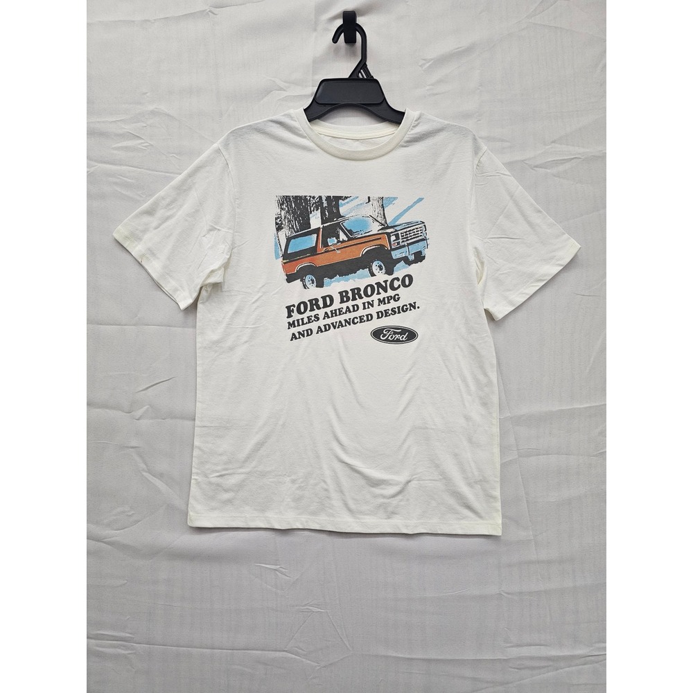 Ford Bronco Graphic T-Shirt Boys XXL 16/18 Cream Short Sleeve‎ Mad Engine New